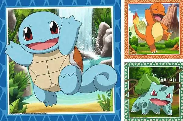 Puzzle 3x49 pièces - Salamèche, Bulbizarre et Carapuce / Pokémon