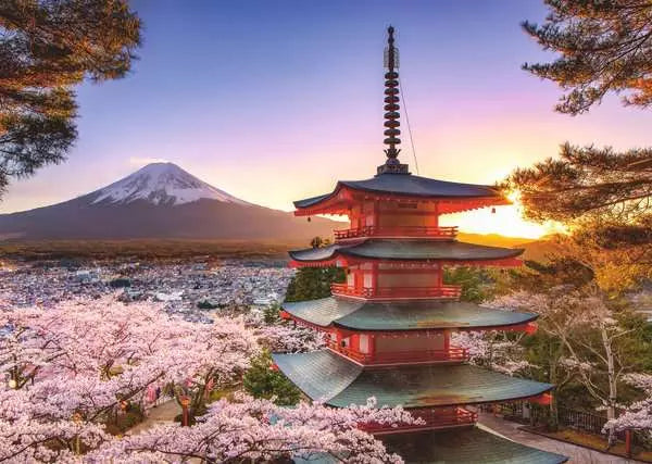 Puzzle 1000 pièces - Cerisiers en fleurs du Mont Fuji