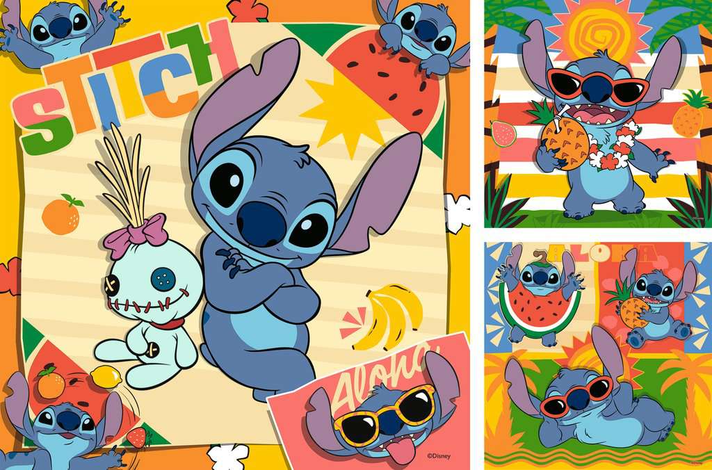 Puzzle 3x49 pièces - Aloha - Stitch