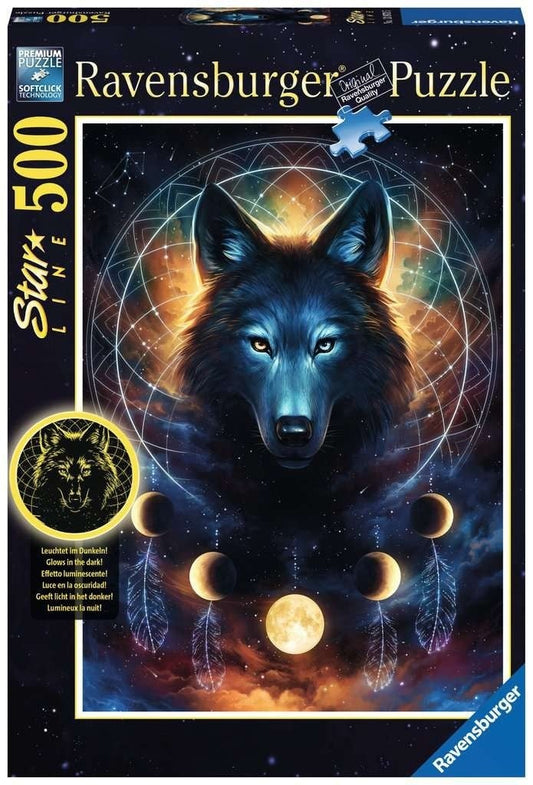 Puzzle 500 pièces - Glow in the dark (Loup lumineux)